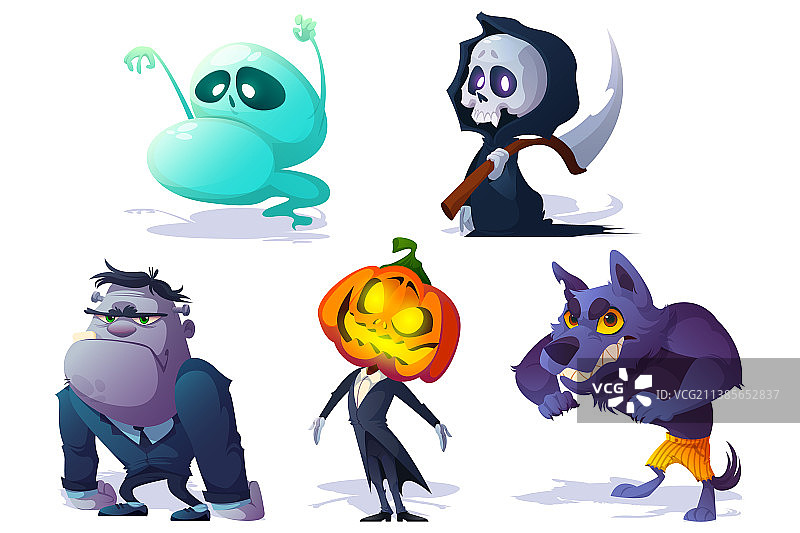 万圣节恐怖角色和怪物图片素材