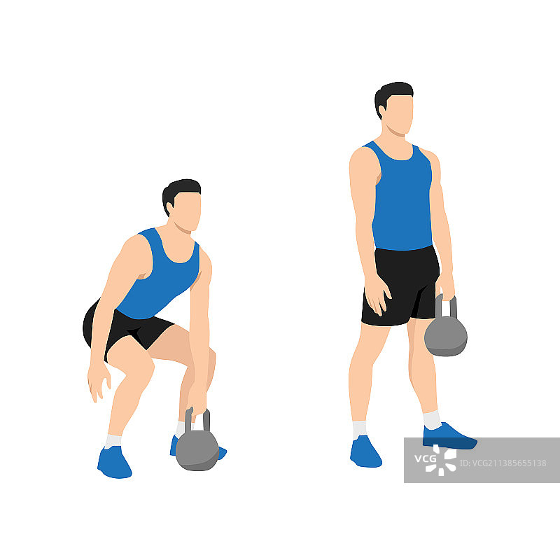 男人做单手壶铃硬拉图片素材