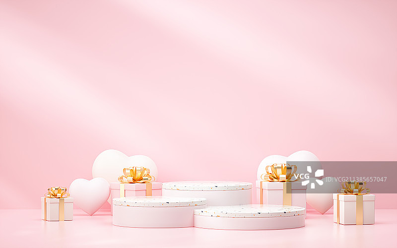 3D场景爱心礼物展台背景素材图片素材