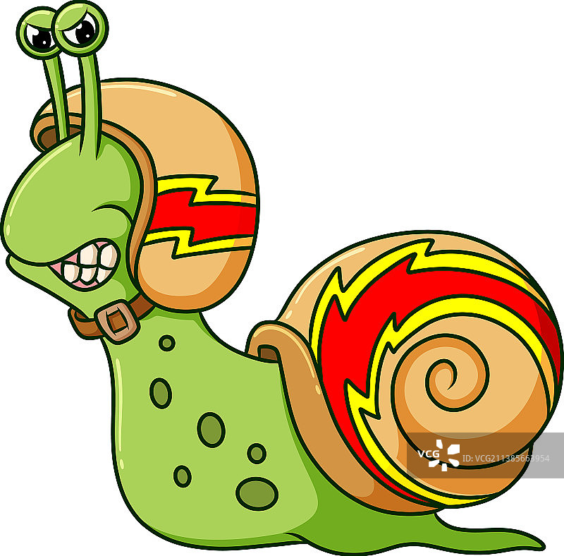 戴头盔的愤怒蜗牛正在赛跑图片素材