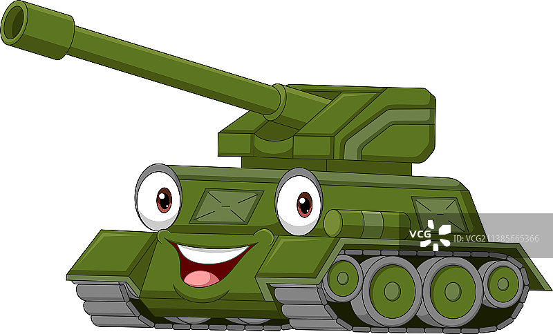 卡通趣味绿色军用坦克图片素材