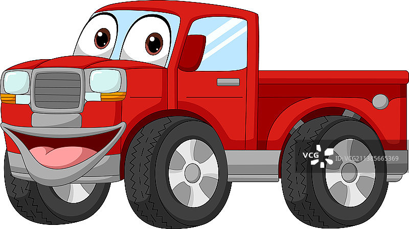 红色卡通皮卡车吉祥物图片素材