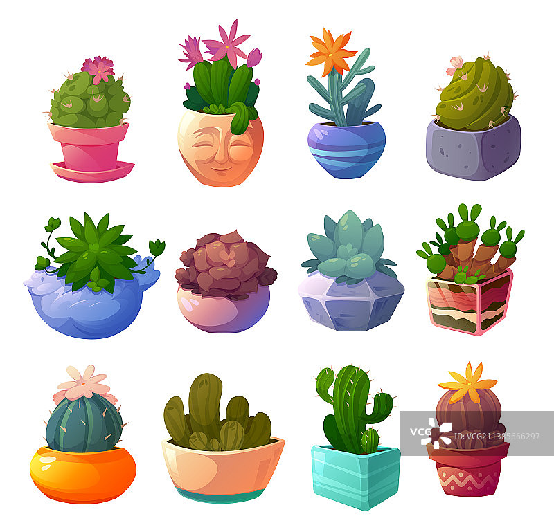 盆栽仙人掌家居植物图标素材图片素材