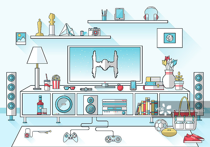 创意客厅扁平现代设计图片素材