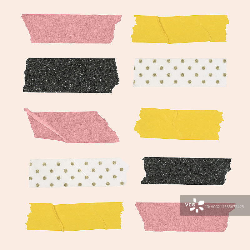 可爱的和纸胶带贴纸粉色拼贴元素套装图片素材