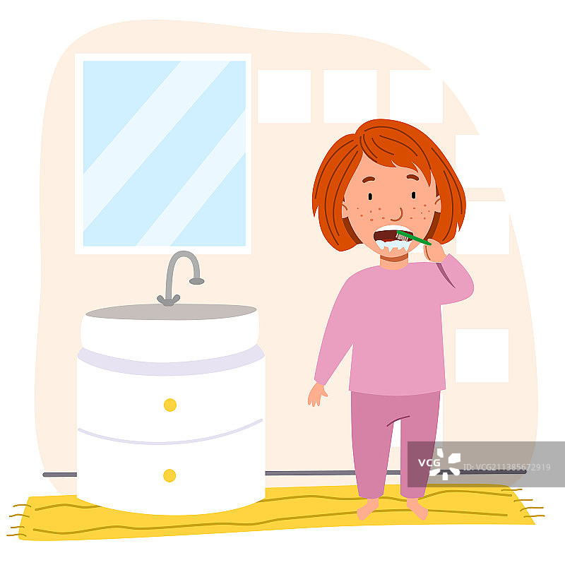 穿着睡衣的红发欧洲女孩图片素材