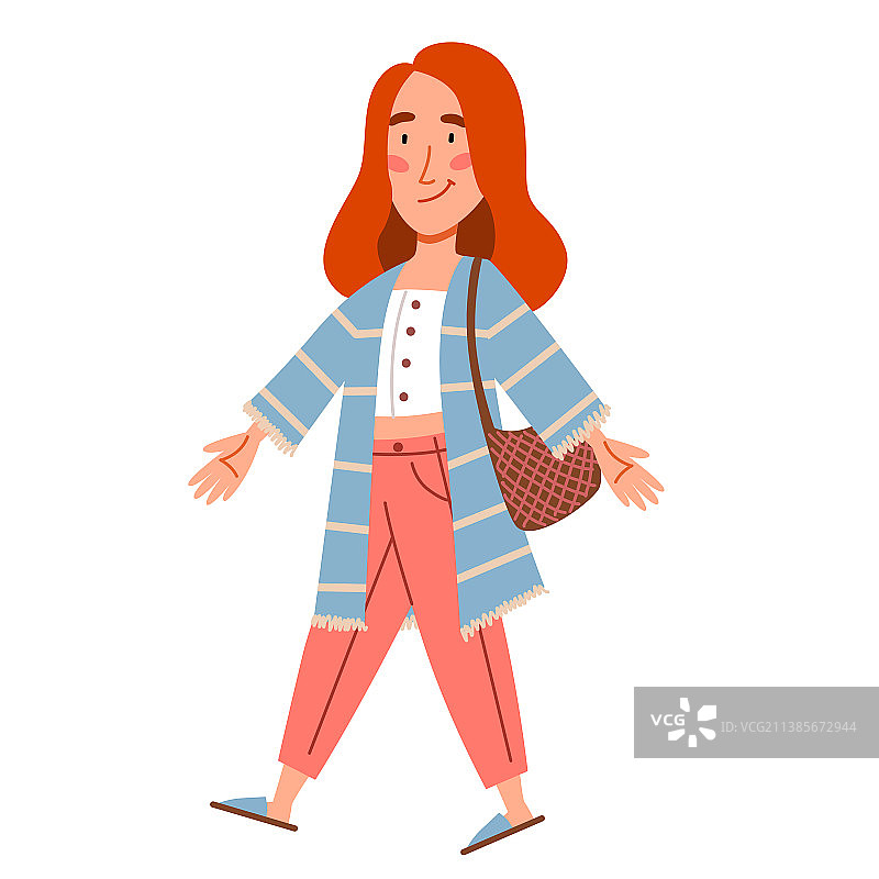 穿着波西米亚风夏装的时尚女孩图片素材