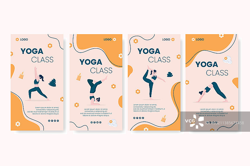 瑜伽冥想正方形故事模板图片素材