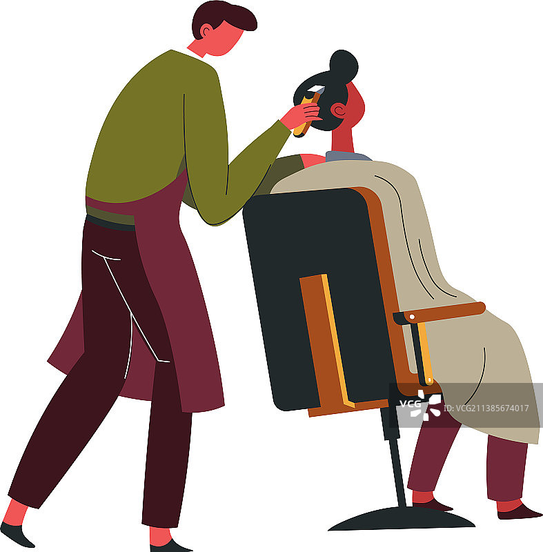 理发店服务：专业理发师工作场景图片素材