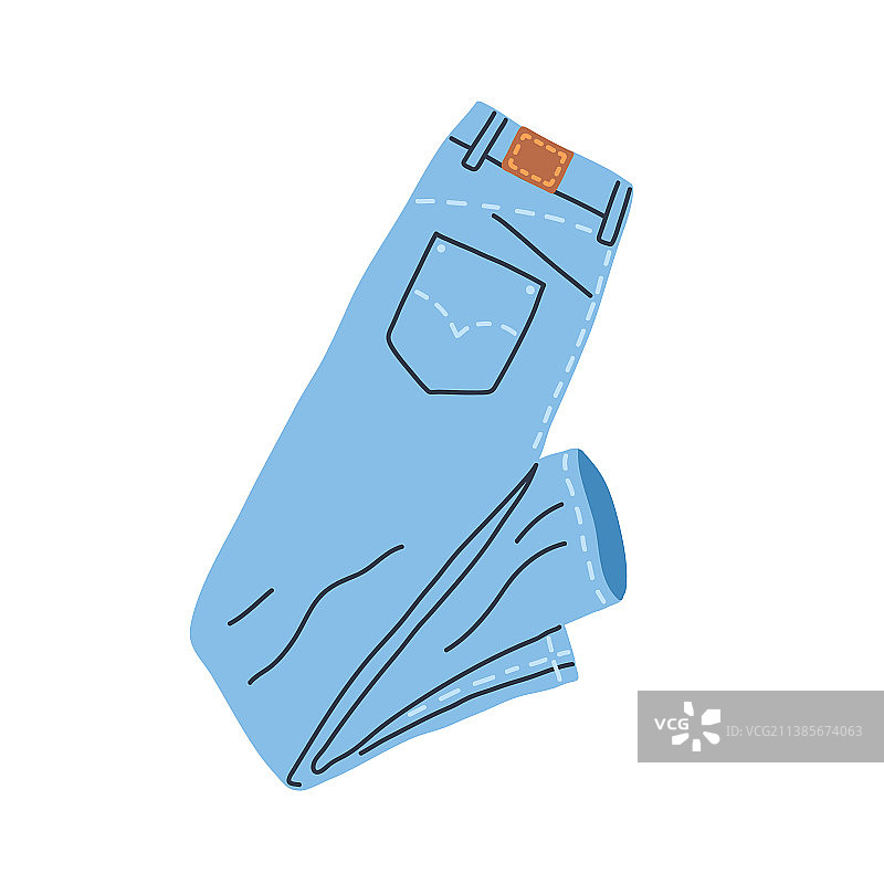 蓝色牛仔面料的时尚女式牛仔裤图片素材