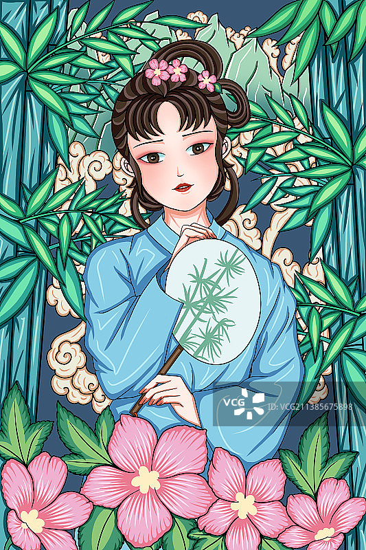 ]国潮插画黛玉图片素材