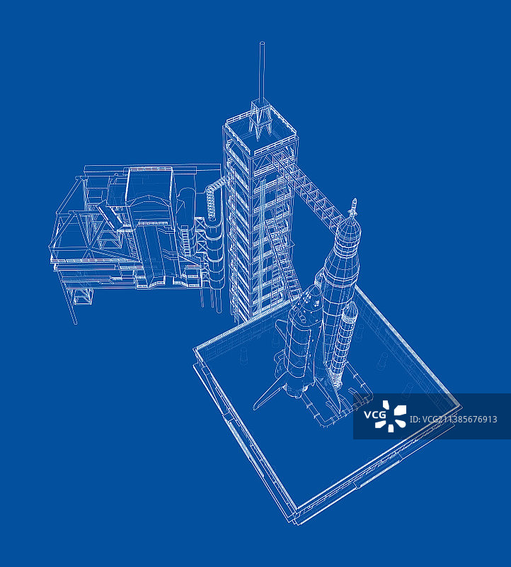 发射台上的太空火箭图片素材