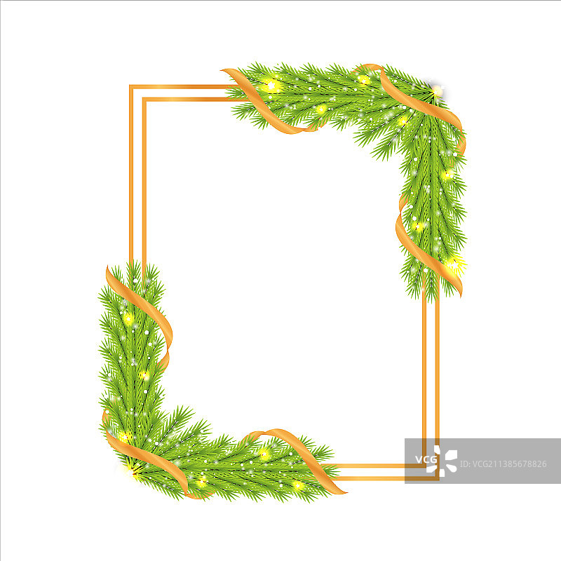 绿色红色逼真圣诞节边框图片素材