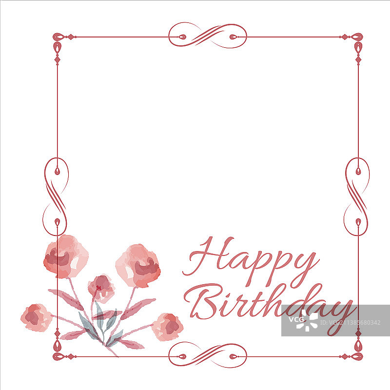 生日快乐红色相框图片素材