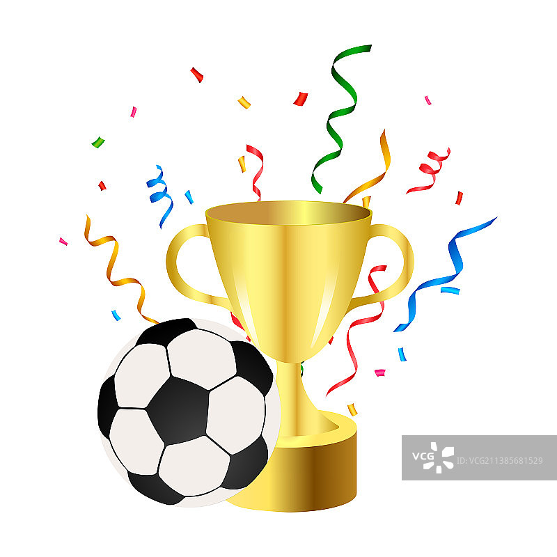 白色背景上隔离的足球和杯子图片素材
