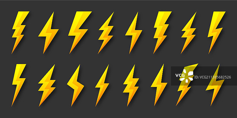 黄色闪电图标合集图片素材