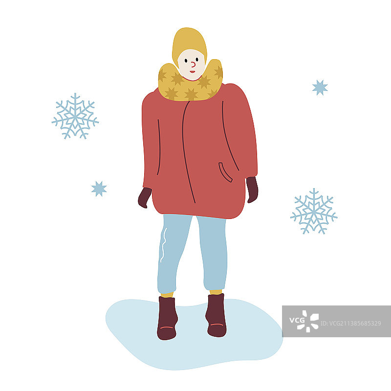 穿着时尚外套的女人冬季散步图片素材