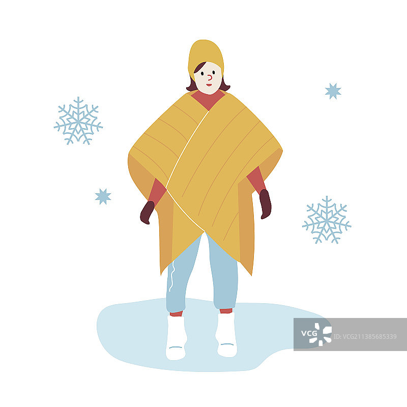 穿着时尚外套的女人冬季散步图片素材