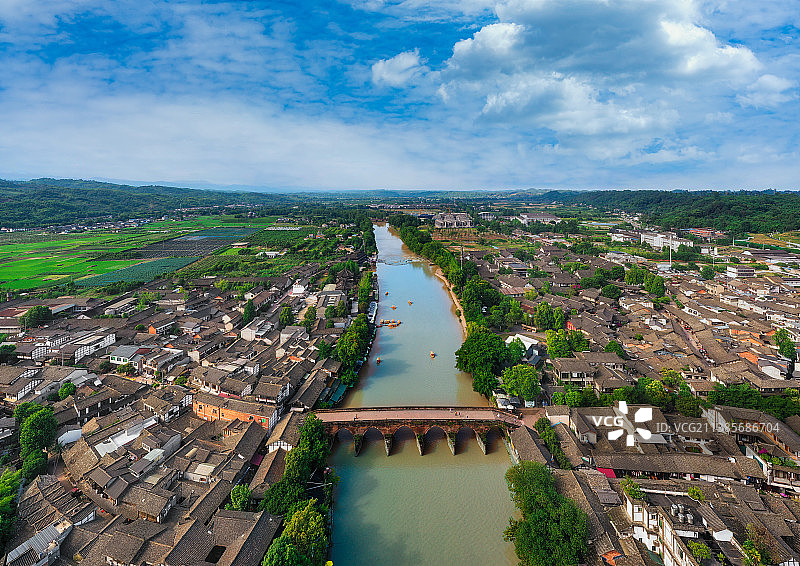 四川成都邛崃平乐古镇全景航拍图图片素材