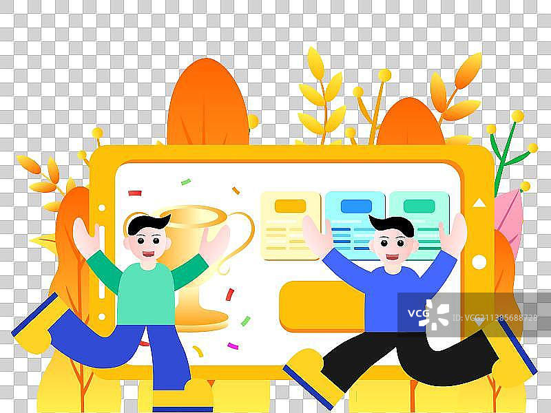 假期学生线上课堂学习提升成绩矢量插画素材图片素材