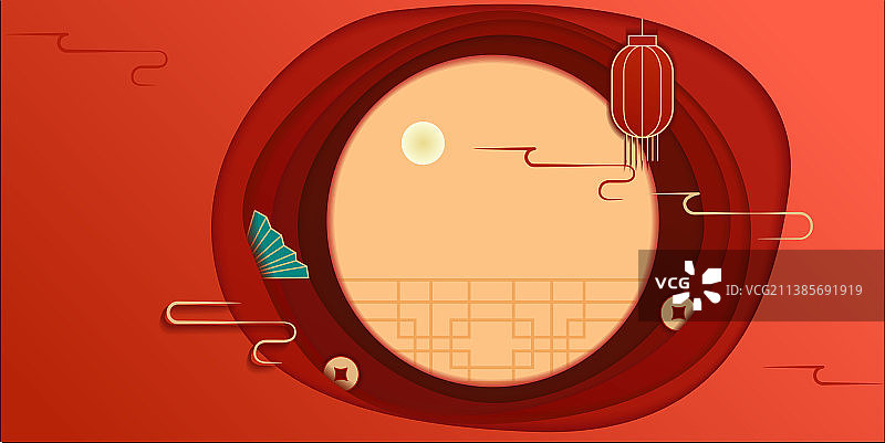 国风剪纸红色传统文化节日背景图片素材