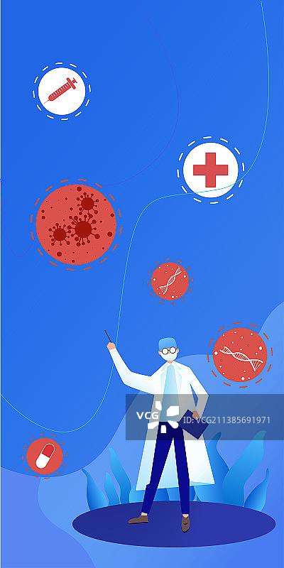 医生向人介绍被病毒感染的肺部的情景图片素材