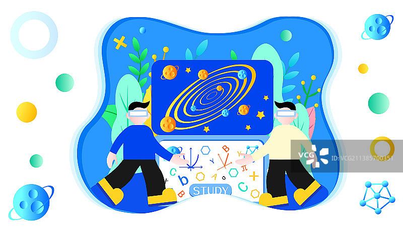 月球日VR科技探索宇宙科学知识简约科技风插画图片素材