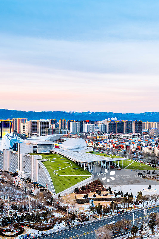 中国内蒙古呼和浩特内蒙古博物院高视角风光图片素材