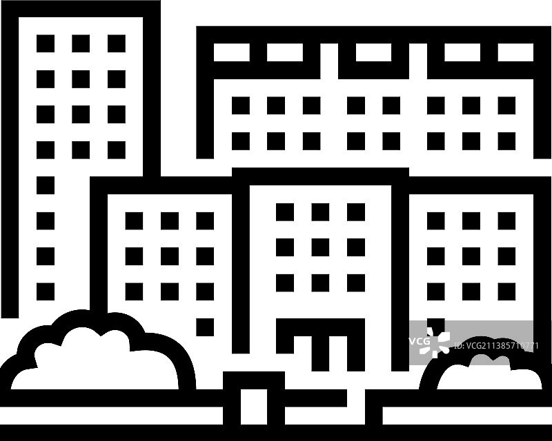 住宅综合体公寓楼线性图标图片素材