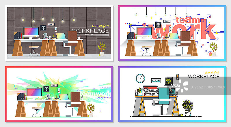 办公室工作场所室内设计图片素材