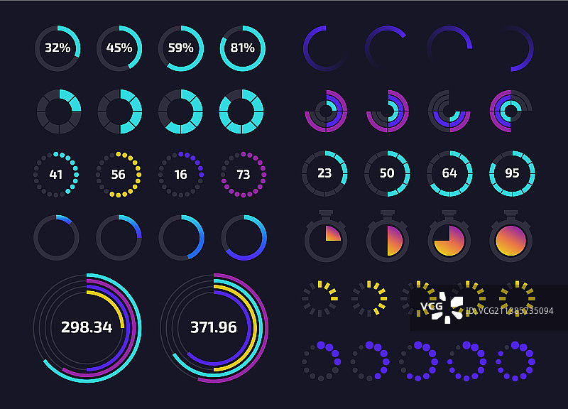 圆形仪表盘UI进度条图片素材