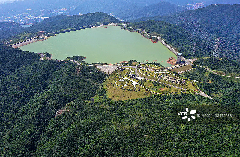 广东省深圳市盐田区东部华侨城三洲田茶溪谷小三洲航拍图片素材