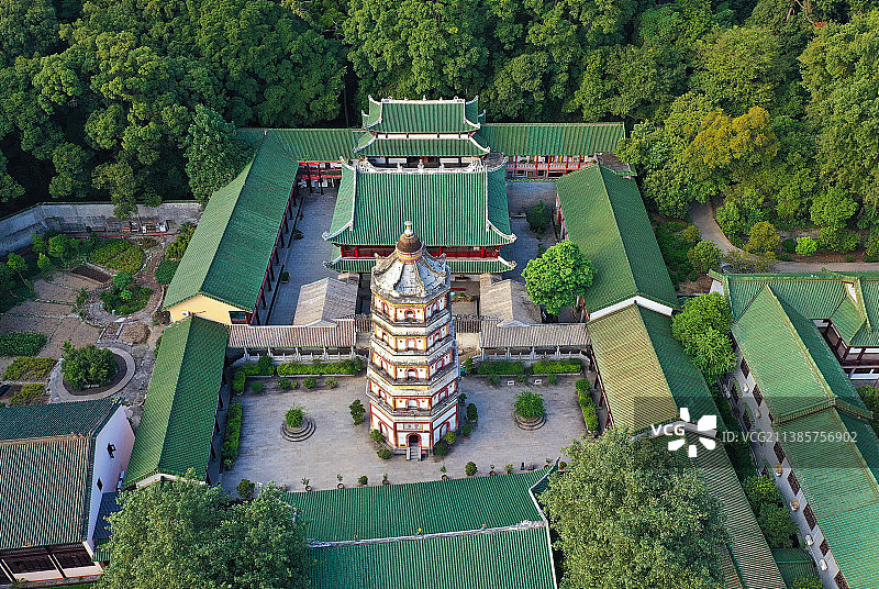 广东省韶关市曲江区佛教全国重点寺庙南华禅寺航拍图片素材