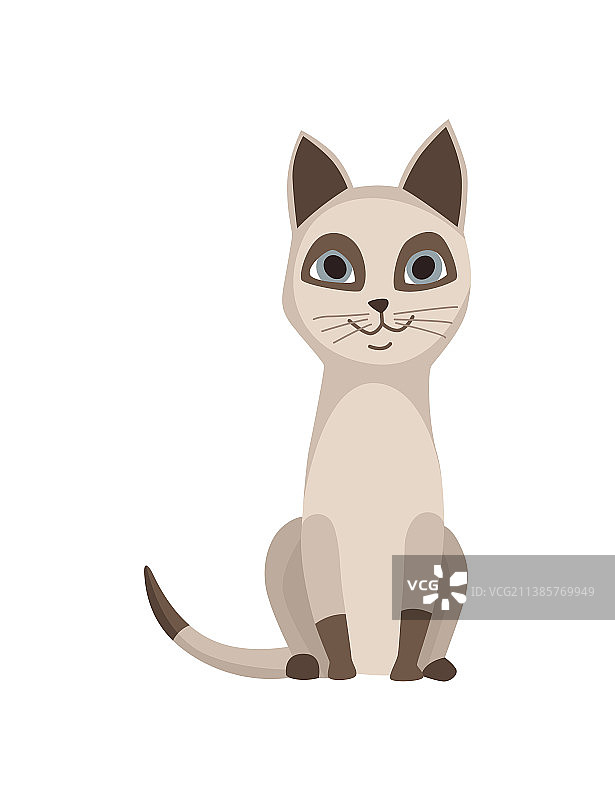 卡通猫咪角色暹罗色点宠物图片素材