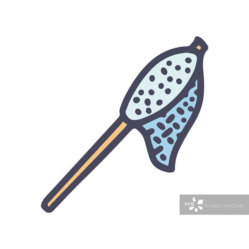 彩色涂鸦钓鱼抄网图片素材