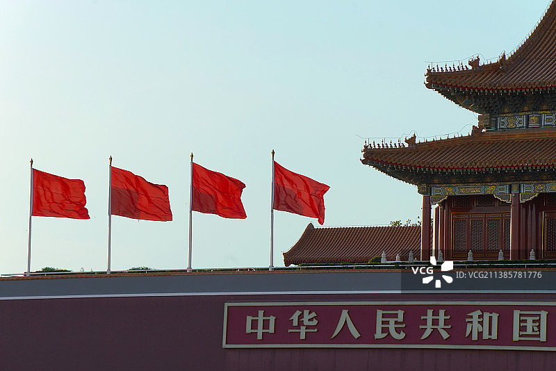 2022年6月1日，黄昏，中国北京天安门广场图片素材