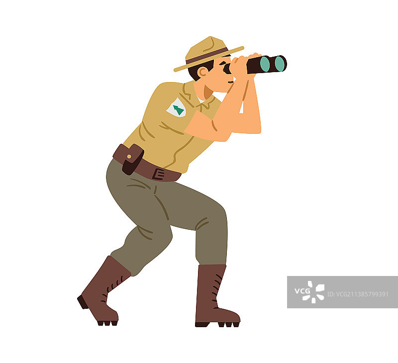 带双筒望远镜的护林员图片素材
