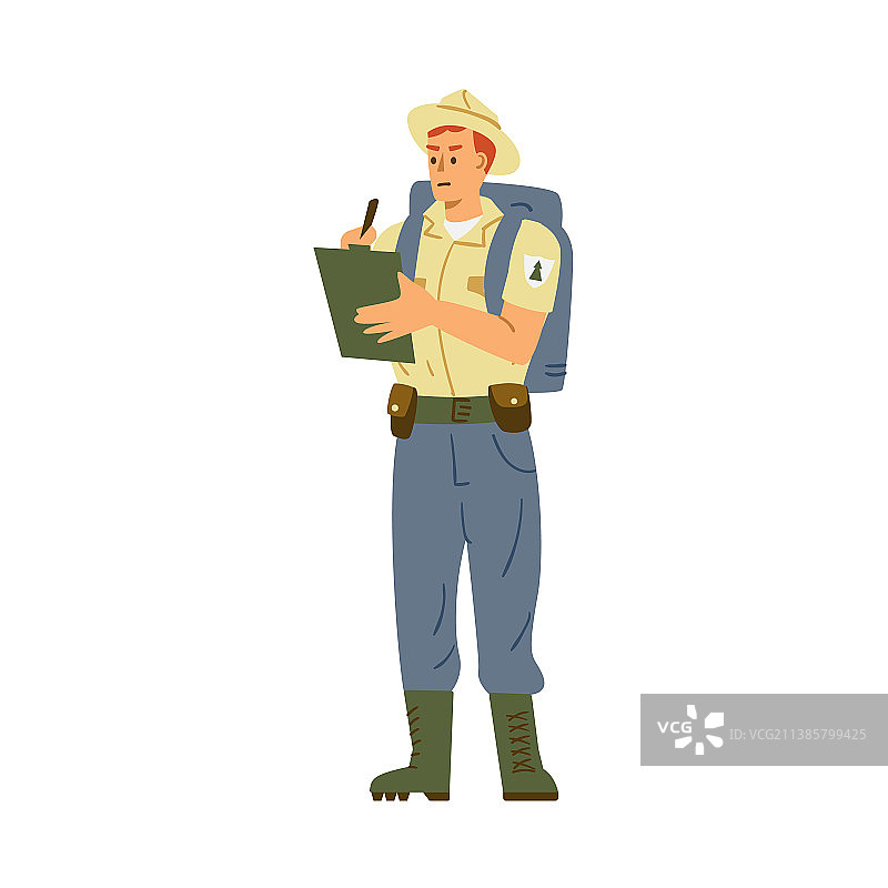 自然保护区公园管理员制作告示扁平风格图片素材