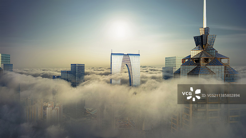 苏州园区中心云海图片素材
