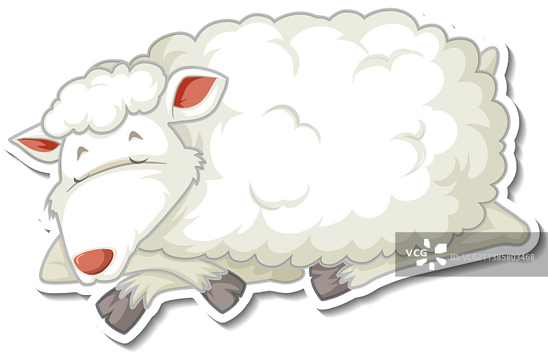 卡通绵羊农场动物贴纸图片素材