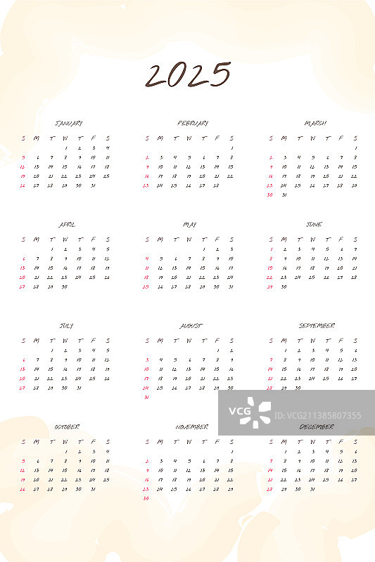 2025年手写字体日历图片素材