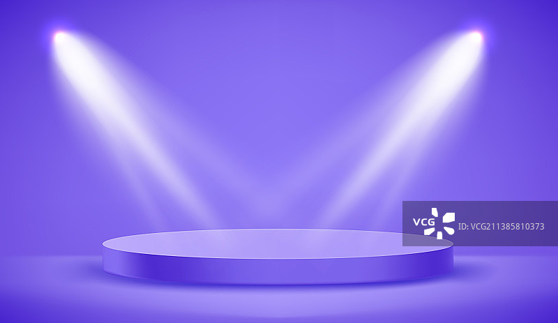 紫色圆形灯光照亮的空房间图片素材