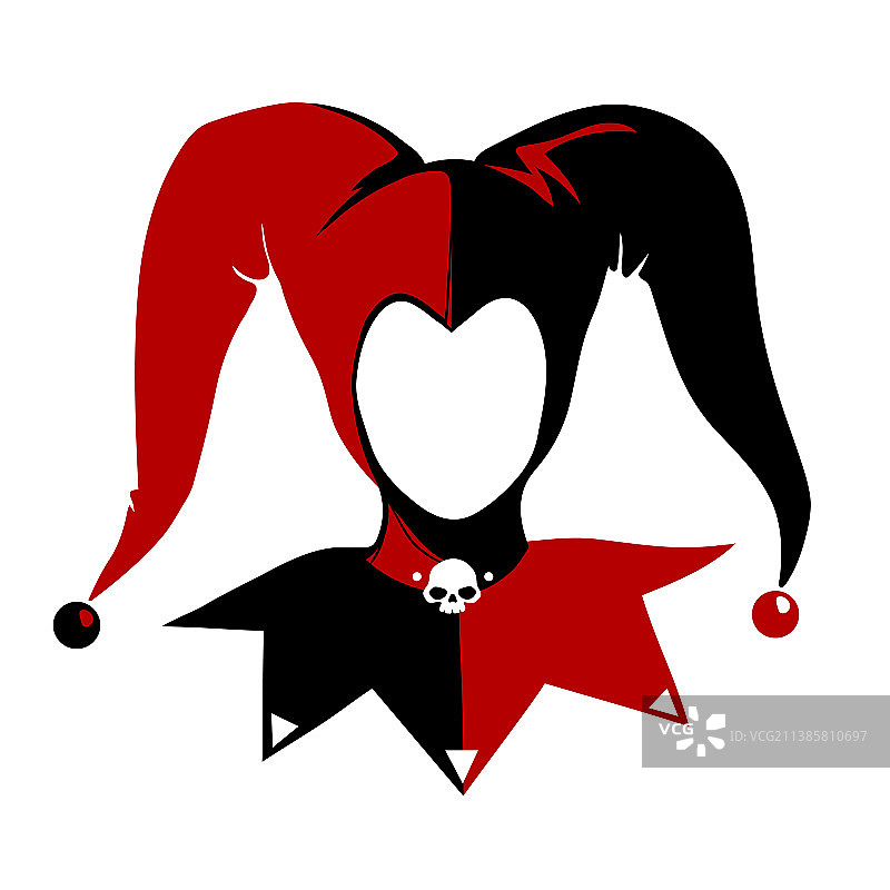 带铃铛和衣领的双色小丑帽图片素材