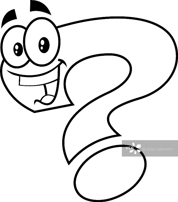 微笑的问号卡通人物轮廓图片素材