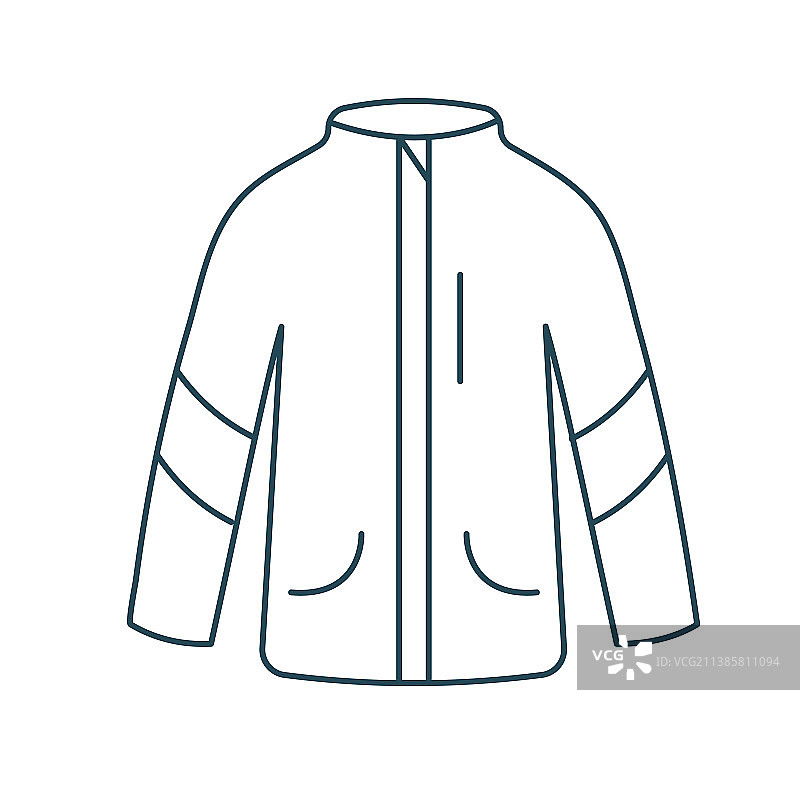 可编辑的滑雪或滑雪夹克轮廓图标图片素材