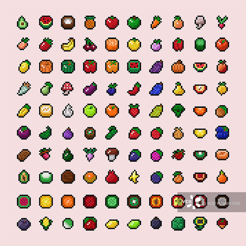 像素风水果图标合集图片素材