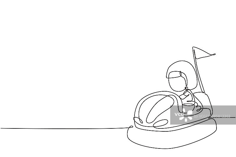 可爱小女孩单线连续绘图图片素材