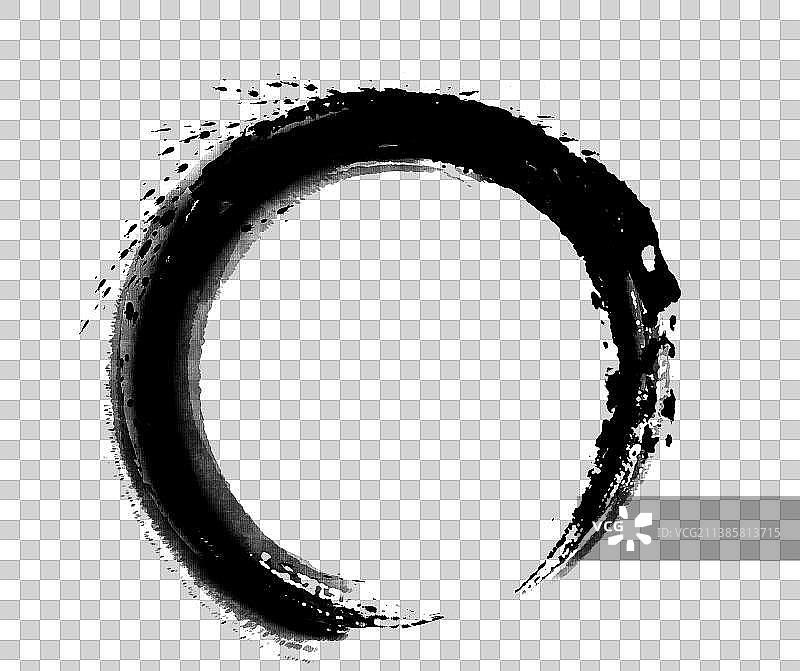 圆圈毛笔笔触水墨书法墨迹笔刷素材图片素材