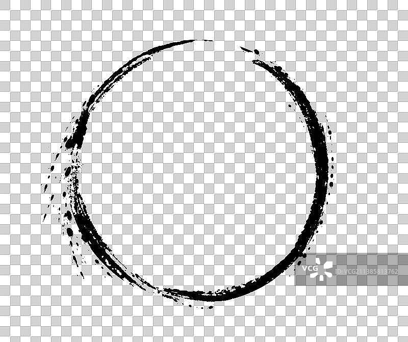 圆圈毛笔笔触水墨书法墨迹笔刷素材图片素材