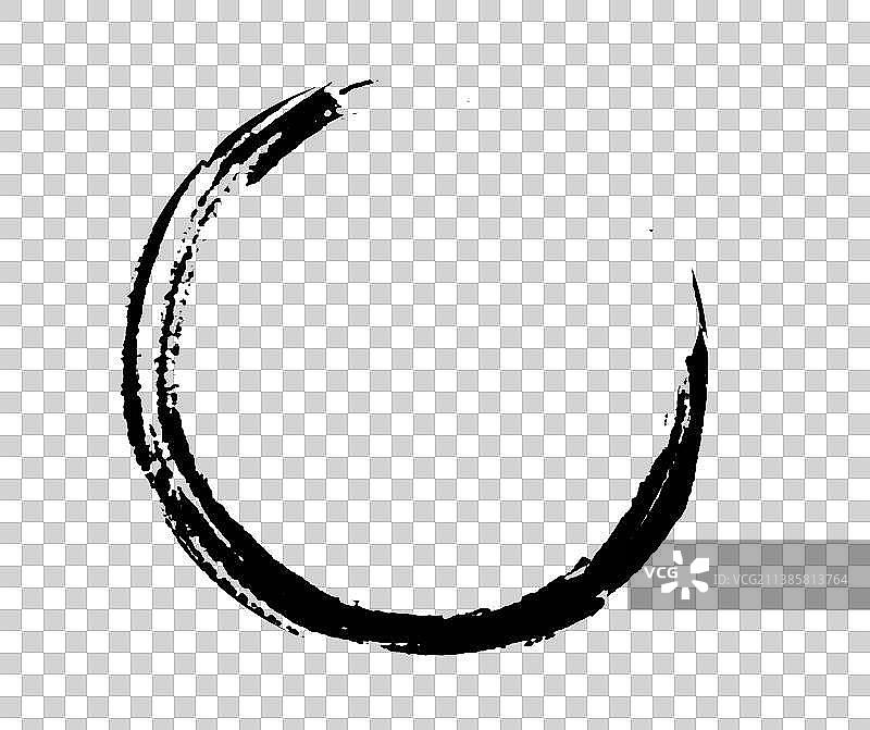 圆圈毛笔笔触水墨书法墨迹笔刷素材图片素材